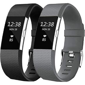 2 Pack Compatible with Fitbit Charge 2 Bands for Women Men, Soft Breathable Sports Adjustable Fitbit Charge 2 Replacement Bands for Women Men