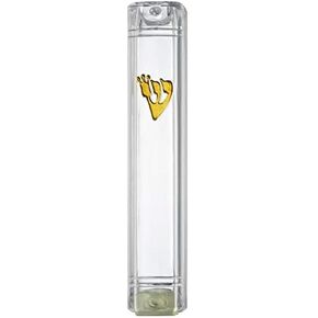 A&S Mezuzot Clear Lucite Mezuzah Case with Gold Shin Design Waterproof Judaica Door Mezuza for Home Blessing(5 Inches)