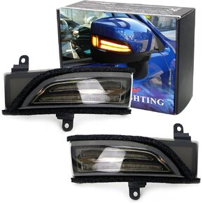 iJDMTOY JDM Spec White/Amber Switchback Sequential Flash LED Side Mirror DRL Turn Signal Light Assembly Compatible with Subaru WRX STI Outback Legacy Impreza Forester Crosstrek XV, Smoked Lens