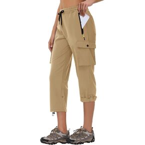 Women's Cargo Capris Pants Loose Fit - Lightweight Hiking Travel Capris Women Summer Dressy Casual Pants with 6 Pockets