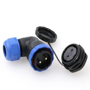 Eonvic Industrial Threaded Plastic Connector Multiple Cores 2 3 7 9 14 19Pin Right Angle Plug SD28 Connector IP68 Waterproof Male Female Plug Socket (2Pin)