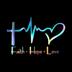Faith Hope Love Heartbeat Decal Vinyl Sticker Auto Car Truck Wall Laptop | Holographic | 6" x 4"