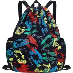 RHCPFOVR Drawstring Backpack for Kids - Car Bags for Girls Gym Dance Beach Swim Travel Bag With Two Water Bottle Holder