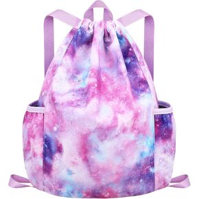 حقيبة ظهر برباط للاطفال - حقائب يونيكورن للبنات صغيرة لصالة الالعاب الرياضية والرقص والشاطئ والسباحة والسفر مع حاملين لزجاجة المياه, تاي داي in Kuwait