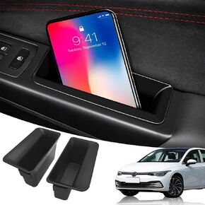 for VW Golf 8 GTI MK8 2022-2023 Front Door Storage Box Door Side Organizer Tray Phone Container Door Pocket Insert Tray Door Armrest Organizer Container for VW Golf 8 GTI MK8 Accessories (2 Pack)