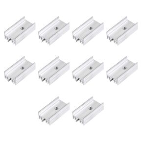 DMiotech 10 Pack 30x15x10mm Aluminum Cooling TO-220 Transistor Diode with Dual Pin Silver Tone for MOSFET Tube Radiator