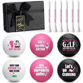 6 Pcs Birthday Golf Balls Set with Golf Tees Birthday Novelty Golfer Gift for Coworkers Golfers Golf Lovers