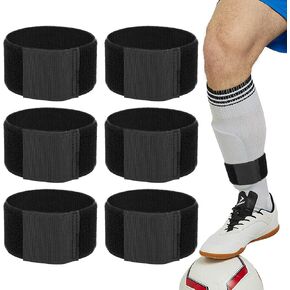 Cosmos 6 Pcs Soccer Shin Guard Strap, Adjustable Soccer Legging Band Anti Slip Shin Fixed Strap Lightweight Ankle Guards Elastic Sports Strap for Kicking Ball Cycling Running for Youth Adults