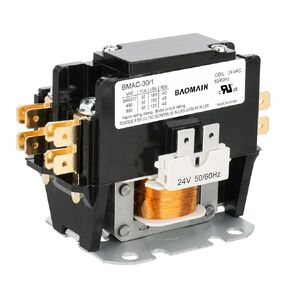 Baomain AC Contactor, 1 Pole 30A Heavy Duty Air Conditioner Condenser Compressor Contactor, BMAC-30/1 HVAC Contactors Replacement UL Listed (24, Volts (AC))