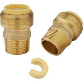 (Pack of 2) EFIELD 3/4 Inch x 3/4 Male Adapter Push to Connect Pex Copper, CPVC, 3/4 Inch, with a Disconnect Tool