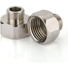 Brass Pipe Fittings, Water Hose Adapter, G 1/2 Female to G 3/8 Male Reducer Adapter, Compression Fitting for Kitchen Bathroom Faucet, Pipe Connector with Rubber Washer,(2 Pack)