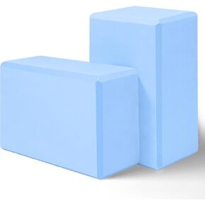 Yoga Block, Yoga Blocks 2 Pack, Sturdy Yoga Foam Blocks, High Density & Non Slip Dance Blocks for Stretching and Toning, Fitness Accessories for Stability & Balance (Light Blue)