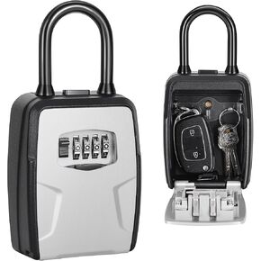 Fayleeko Portable Key Lock Box, 6 Key Capacity, Weatherproof Resettable Code (1 Pack, Grey)
