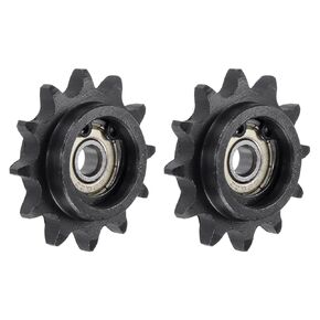 uxcell Chain Idler Sprocket 6mm Bore, 12 Tooth Sprocket Tensioner, C45 Carbon Steel Roller Chain Sprocket with Bearing for ISO 06B Chain, 2Pcs
