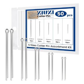50 Pcs Cotter Pin Assortment Kit Stainless Steel Small Hardware Cotter Pins Set for Cars, Mechanics, Power Equipment, Lawn Mower (5 Sizes)
