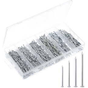 Mr. Pen- Nail Assortment Kit, 1200 pcs, 4 Sizes, Small Nails, Nails for Hanging Pictures, Finishing Nails, Wall Nails for Hanging, Pin Nails, Hardware Nails, Assorted Nails, Galvanized Nails