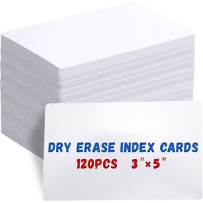 120 Pcs Dry Erase Index Cards Notecards Blank Reusable Flash Cards Sheets Game Cards Study Business Note Cards for School Office Housework Taking To Do List(Colorful, 3 x 5 Inch)