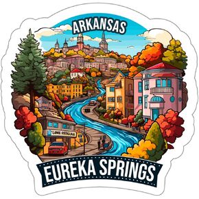 Eureka Springs Arkansas Sticker Travel Outdoors Decal Vinyl Small Waterproof for Water Bottle Mug Passport Scrapbook Notebook Laptop Tumbler Skateboard Computer Phone 4" ID44990