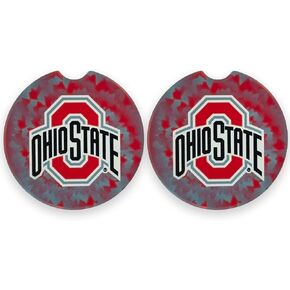Ohio State University Set of 2 Car Coasters by Magnolia Lane- Removable Absorbent Ceramic Stone Coasters- Ideal Gift for Students, Alumni and Everyday Fan- Show Your Big 10 NCAA Team Spirit