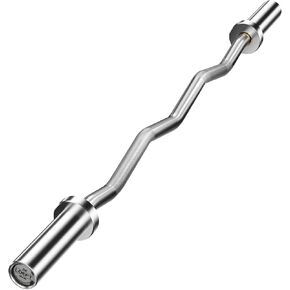EZ Curl Bar 47" Ceramics/Chrome Finish Olympic Barbell 4 ft, 500 lbs Capacity with 2 Needle Bearings, Copper Sleeve for Weightlifting, Hip Thrusts, Squats and Lunge, for 2 Inch Weight Plates