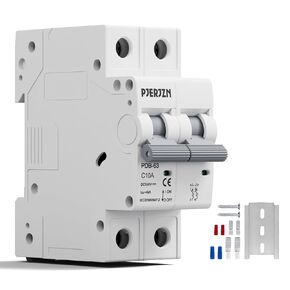 25Amps Solar Circuit Breaker 2P 550VDC Miniature Circuit Breaker Solar DIN Rail Mount Thermal Magnetic Trip Solar PV Isolator Solar Panel for Photovoltaic Systems