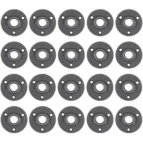 20 Pack 1/2 inches Malleable Cast Iron Pipe Flange, Industrial Pipe Flanges for Threaded Black Pipes and Fittings, DIY Steampunk Industrial Vintage Style.