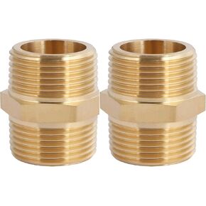 2PCS Brass Nipple Pipe Fitting, 3/4" × 3/4" NPT Male Hex Nipple, NPT Male Pipe Adapter by CX WONDERLAND