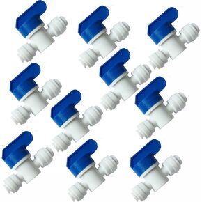Lemoy Equal Straight OD Tube Ball Valve Quick Connect Fitting 1/4-Inch by 1/4-Inch OD Valve Start RO Water System (Pack 10)