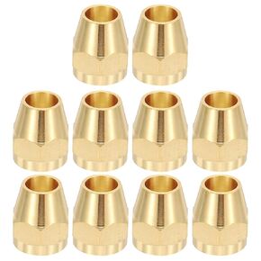 PATIKIL 1/4" Brass Flare Nut, 10Pcs 45 Degree Short Flare Tube Fitting Pipe Fittings for Air Conditioner, Water, Air, Oil, Gas Line, Brass Tone
