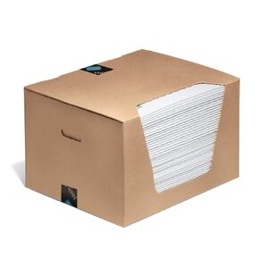 New Pig Fat Mat | Oil-Only Absorbent Mat Pad in Dispenser Box | Double-Thick Version | 56 oz Absorbency Per Pad | Absorbs Oil-Based Liquids | 20" L x 16" W | 50 Pads | MAT4101