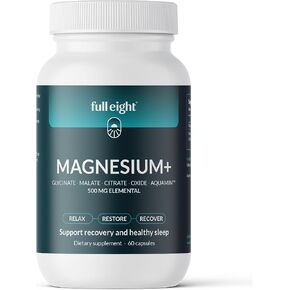 Magnesium+ Complex with Glycinate, Malate, Citrate, Oxide - High Potency 500MG Elemental - Relax, Restore, Recover - Sleep, Muscle Soreness Supplement - 60 Capsules