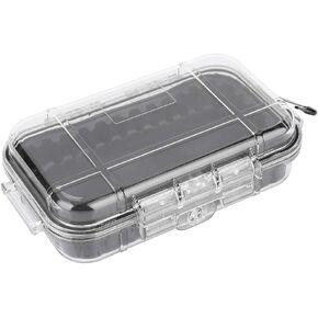 POCREATION Weatherproof Hard Case,Dry Box Waterproof for Kayak Outdoor Survival Shockproof Storage Case Airtight Carry Box Container, with Detachable Rubber Pad(Transparent)