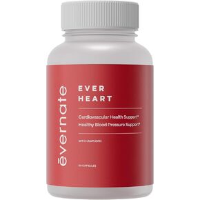Ever Heart | Blood Pressure Support Supplement | Combination of Garlic, Hawthorn, Ginkgo biloba, Zinc, & L-Arginine | Non GMO, Gluten Free | Easy to Swallow & Digest | 60 Capsules
