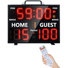 Digital Scoreboard with Remote for Sports Games, Display Score with Timer,Built-in Battery & Buzzer, Coach Supplies in Kuwait