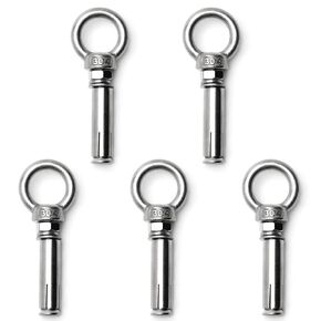 MroMax Expansion Lifting Eyebolt M6x50mm Eye Ring Bolt 2.76" Length 304 Stainless Steel Expansion Bolts with Nuts Eye Hooks Anchor Fastener for Concrete Wall Masonry Ceiling Silver 5Pcs
