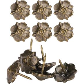 Cyrank Upholstery Tacks 20pcs, 20mm Furniture Upholstery Nails Flower Design Decorative Tack for Furniture French Thumb Tack Push Pin for DIY Wood Furniture Decor