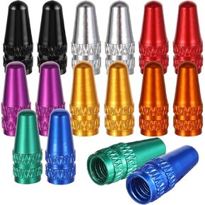 16Pcs Presta Valve Caps, 8 Colors Bike Valve Caps Aluminum Bicycle Valve Stem Caps Used On Presta/French Valves Alloy Bike Tire Caps for MTB Road Racing Bicycle, Rocket Style