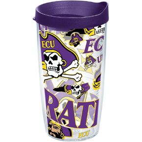 Tervis Made in USA Double Walled East Carolina University Pirates Insulated Tumbler Cup Keeps Drinks Cold & Hot, 16oz, All Over