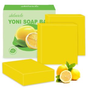 Yoni Bar Soap, 3 PCS Organic Yoni Wash Yoni Soap Bar for Women Ph Balance Feminine Wash, Natural Vaginal Body Bath Soap Deodorant Moisturizing, Lemon Handmade feminine soap