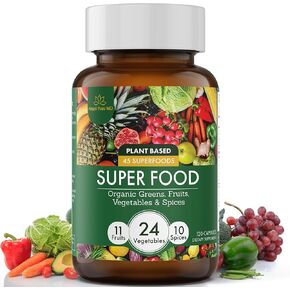 Super Greens and Reds Daily Fruits and Veggies Supplement: Gluten Free, Organic Superfood Greens Supplement Capsules & Cruciferous Vegetable Supplements for Adults Energy, Immunity, Gut Health 120ct.