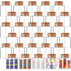 Nuenen 50 جهاز كمبيوتر شخصى 2 أوقية زجاجات الفن الرمل البلاستيكية مع سدادات الفلين حاويات صغيرة واضحة لفن الرمل زجاجات جرعة قارورة صغيرة الجرار البلاستيكية مع الأغطية الفنون واللوازم الحرفية للأطفال DIY in Kuwait