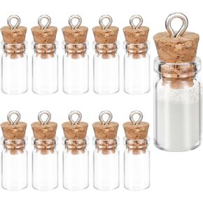 Thinp 16 Pcs Spell Jars,1ml Tiny Jars Mini Glass Bottles with Cork Tiny Wishing Bottles Mini Potion Bottles Glass Vials With Corks for Theme Party DIY Crafts Christmas Tree Decoration