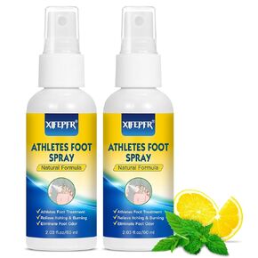 Athletes Foot Treatment Spray, Athlete's Foot Deodorizer Spray for Feet Odor, Itching, Sweating, Peeling and Blisters, Cooling, Calming & Soothing, 1Pcs Unscented & 1Pcs Lemon Scent