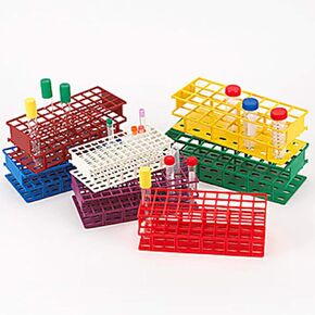 Globe Scientific 456840B Tube Rack, Nylon, Full Size, Wireless, 30mm Tube Diameter, 24-Place, Blue