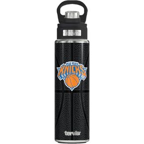 Tervis NBA New York Knicks Leather Triple Walled Insulated Tumbler, 24oz Wide Mouth Bottle, Stainless Steel