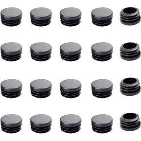 Round Plastic End Caps 20PCS 15mm Black Inner Plugs Round Plastic Plugs Inserts End Caps for Tables Desks Chairs Bed