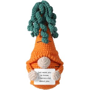 Positive Carrot, Premium Woolen Positive Support Carrot Crochet Gnome Shape Knitted Emotional Inspirational Doll Positive Crochet Potato Party Decoration Birthday Gift for Friends and Family(Orange)
