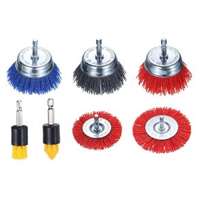 HARFINGTON 8pcs Nylon Filament Wire Wheel Cup Brush for Drill, Abrasive Brushes Set with 1/4" Hex Shank, 0.7",1",3",4", Used for Rust/Corrosion/Paint Removal and Scrub Surface