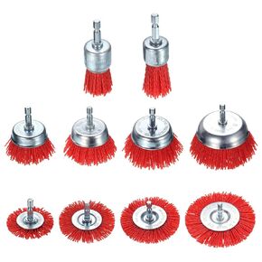 HARFINGTON 10pcs Nylon Filament Wire Wheel Cup Brush for Drill, Abrasive Brushes Kit with 1/4" Hex Shank, 1",1 1/6",2",2.56",3",4", Used for Rust/Corrosion/Paint Removal and Scrub Surface