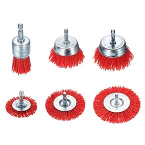 HARFINGTON 6pcs Nylon Filament Wire Wheel Cup Brush for Drill, Abrasive Brushes Set with 1/4" Hex Shank, 1",2",2.56",3",4", Used for Rust/Corrosion/Paint Removal and Scrub Surface